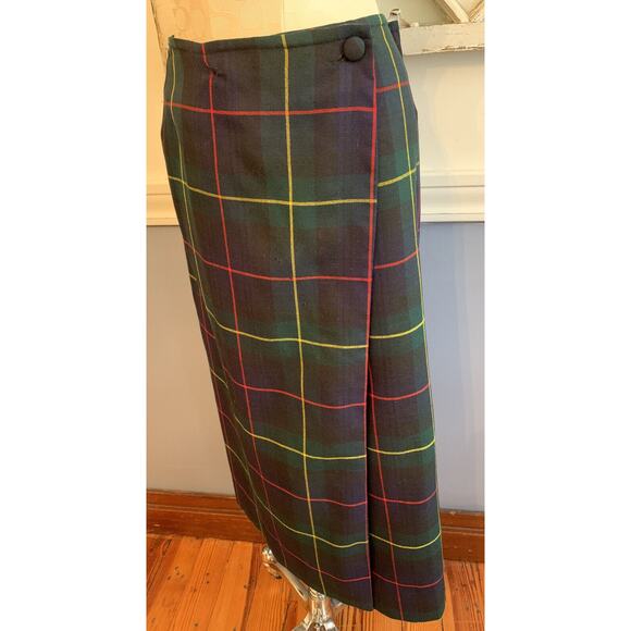 10 Archie Brown & Son Women's Lined Green Blue Plaid Kilt Skirt Wool Great Brita - Picture 2 of 5